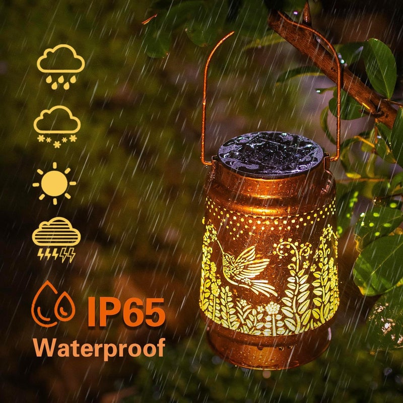 EZTZEN Hummingbird Solar Lanterns Outdoor Waterproof Hanging Solar Lights Hummingbird Gifts for Women Men Metal Decorative LED Lanterns for Garden Decor,Yard,Patio,Lawn,Pathway - Image 5